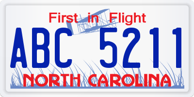 NC license plate ABC5211