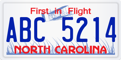 NC license plate ABC5214