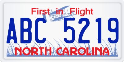 NC license plate ABC5219
