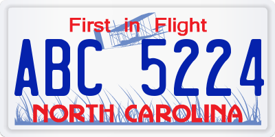 NC license plate ABC5224