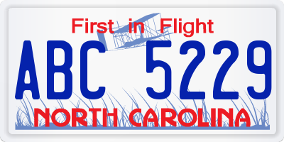 NC license plate ABC5229