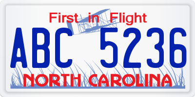 NC license plate ABC5236