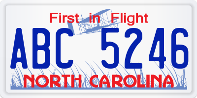 NC license plate ABC5246