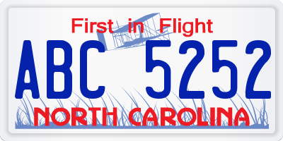 NC license plate ABC5252