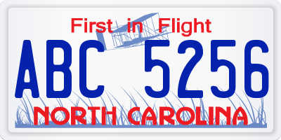 NC license plate ABC5256