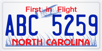 NC license plate ABC5259
