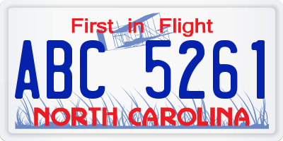 NC license plate ABC5261