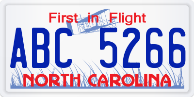 NC license plate ABC5266