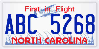 NC license plate ABC5268