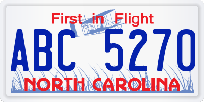 NC license plate ABC5270