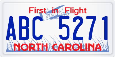 NC license plate ABC5271