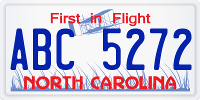 NC license plate ABC5272