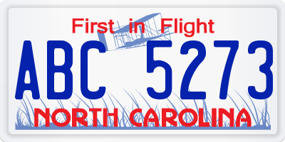 NC license plate ABC5273