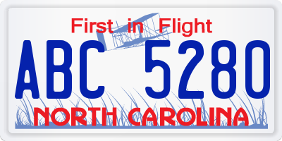 NC license plate ABC5280
