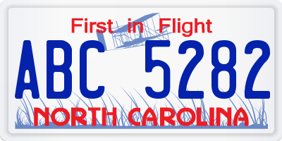 NC license plate ABC5282
