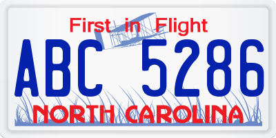 NC license plate ABC5286