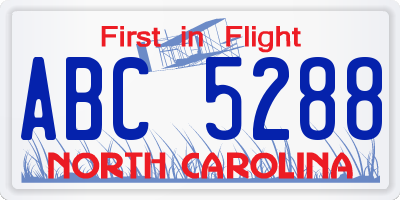 NC license plate ABC5288