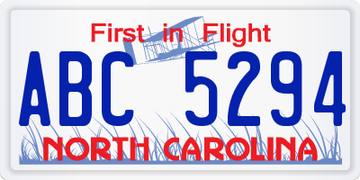 NC license plate ABC5294