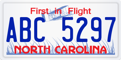 NC license plate ABC5297