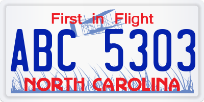 NC license plate ABC5303