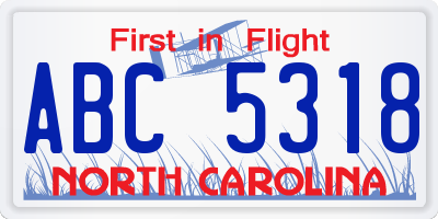 NC license plate ABC5318