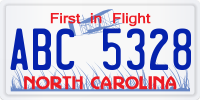 NC license plate ABC5328