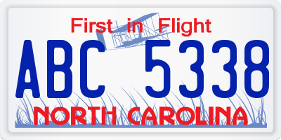 NC license plate ABC5338