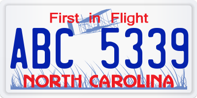 NC license plate ABC5339