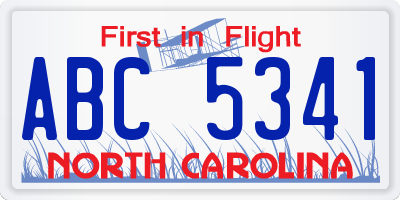 NC license plate ABC5341
