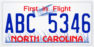 NC license plate ABC5346