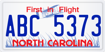NC license plate ABC5373