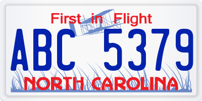 NC license plate ABC5379