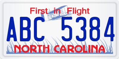NC license plate ABC5384