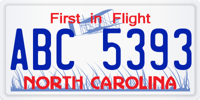 NC license plate ABC5393