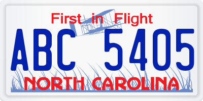 NC license plate ABC5405