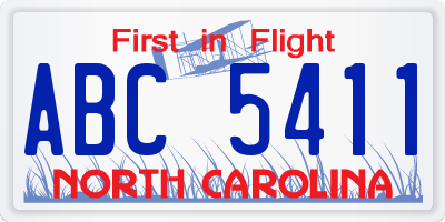 NC license plate ABC5411