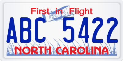 NC license plate ABC5422