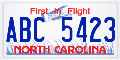 NC license plate ABC5423