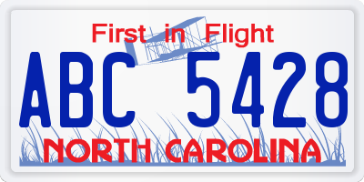 NC license plate ABC5428
