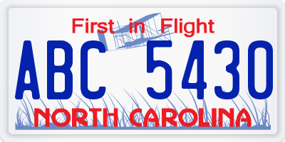 NC license plate ABC5430