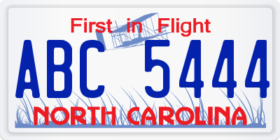 NC license plate ABC5444