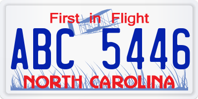 NC license plate ABC5446