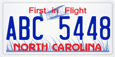 NC license plate ABC5448