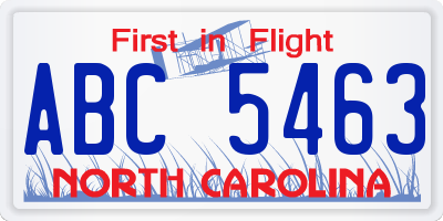 NC license plate ABC5463