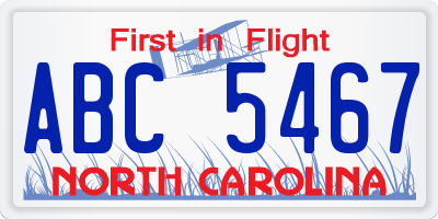 NC license plate ABC5467