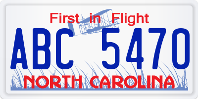 NC license plate ABC5470