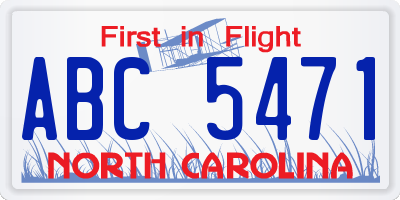 NC license plate ABC5471