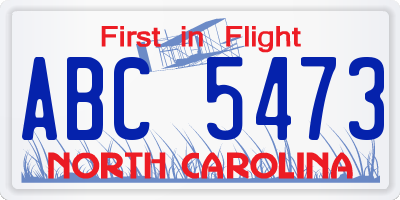 NC license plate ABC5473