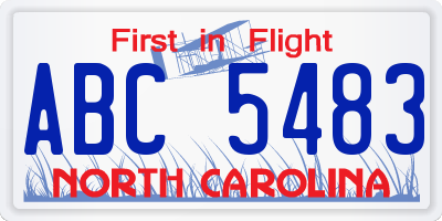 NC license plate ABC5483