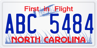NC license plate ABC5484